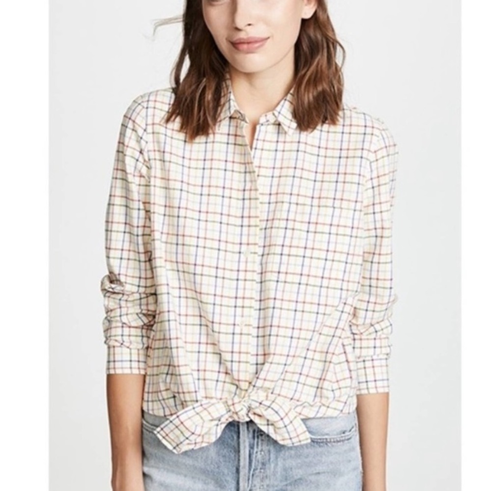 Madewell Tie-front shirt in rainbow plaid S